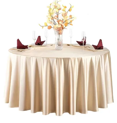 Runde Satin-Tischdecke, Champagner, Ø 340 cm, glatt & glänzend
