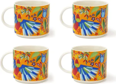 Produktbild von Excelsa Set Von 4 Teatassen Mexican Flowers Porzellan 29 cl Bunt