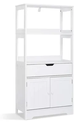 Obrázok produktu pre Skriňa do kúpeľne, 2 dvierka, 1 zásuvka, biela, 60x30x121 cm