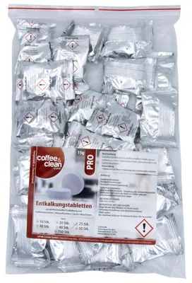 Produktbild von 25 Entkalkungstabletten Entkalker Tabs 15g für Kaffeevollautomaten Bosch Saeco