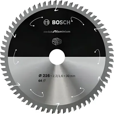 Produktbild von BOSCH Kreissägeblatt, 216 x 30 x 2,2 mm, 64 Zähne, Hartmetall, Für Aluminium, Nichteisenmetalle, Kunststoffe