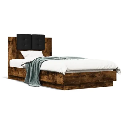 Produktbild von vidaXL Bettgestell mit Kopfteil Räuchereiche 75x190 cm Holzwerkstoff