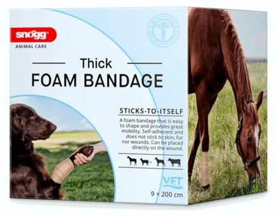 Produktbild von Snögg Animal Care Thick Foam Bandage, 9 x 200 cm - Selbstklebender Verband für Tiere