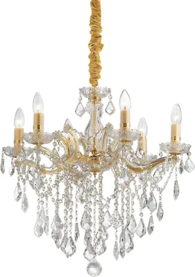 Produktbild von Florian Klassischer Kronleuchter Metall-Kristall Gold 6 Lichter E14