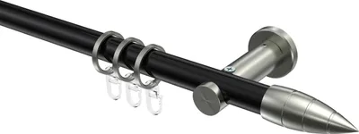 Produktbild von Interdeco Gardinenstange / Vorhangstange Schwarz / Edelstahl-Optik, Typ Platon Samanto (Rillenpatrone), 20 mm Ø 1-läufig, 400 cm