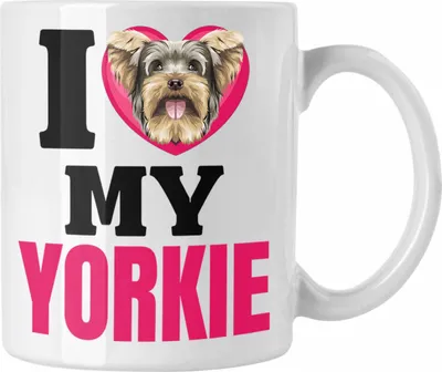 Produktbild von Trendation - Yorkie Besitzerin Tasse Geschenk Lustiger Spruch Geschenkidee I Love My Yorkie (Weiß)