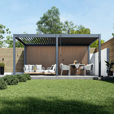 Produktbild von Weide WPC Sichtschutzwand Holzoptik Teak für Pergola