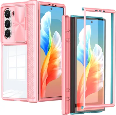 Obrázek produktu pro Pouzdro pro Samsung Galaxy Z Fold 6 Hybridní průhledné TPU bumper pouzdro s posuvným krytem kamery Růžový