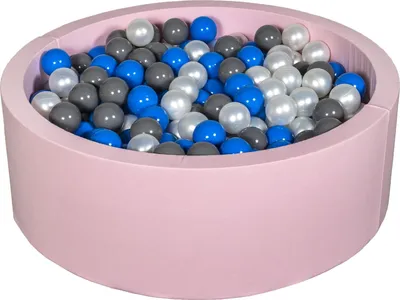 Image de Piscine à balles aire de jeux + 450 balles rose perle, bleu, gris
