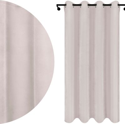 Voppi Zasłona welurowa na przelotkach 140 x 160 cm gotowa kremowa zasłona z grubego weluru 250 g/m2
