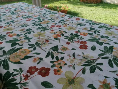Tischdecke rechteckig Blumenmuster 80% Baumwolle 140x240 cm