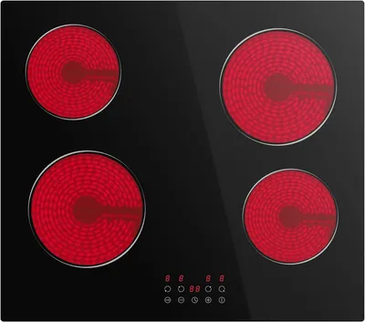 Imagen del producto de Placa de cocina eléctrica, placa de vitrocerámica integrada, 4 zonas de cocción con una potencia total de 6000 W, temporizador, bloqueo para niños, cristal