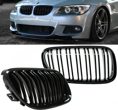 Produktbild von Set Doppelsteg Kühlergrill Schwarz GLANZ Performance passt für BMW E92 E93 LCI