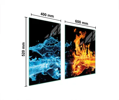Immagine prodotto di Piastre copri fornelli 2 pezzi 100x52 Copri piano cottura in Vetroceramica tagliere in vetro fuoco d'acqua