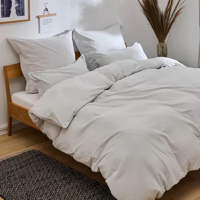 Produktbild von Blumtal Bettwäsche 155x220cm  Grau – 100% Baumwolle – 1 Bettbezug + 1 Kissenbezug 40x80cm