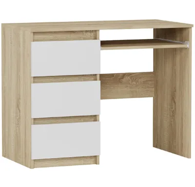 Obrázok produktu pre Počítačový písací stôl 96 cm, ľavostranný, 3 zásuvky, FRAMIRE N-3L, mix, sonoma