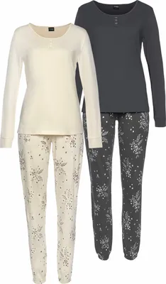Produktbild von Vivance Dreams Pyjama 4 -teilig anthrazit + creme Größe 36/38