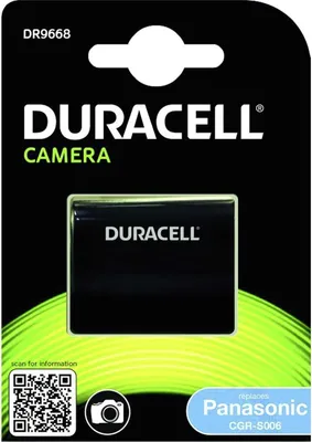 Zdjęcie produktu dla Duracell - Akumulator do aparatu - Li-Ion - 0.7 Ah - Czarny - do Panasonic Lumix DMC-FZ18, FZ28, FZ50, FZ8EB-K, FZ8EB-S, FZ8EG-K, FZ8EG-S, FZ8K, FZ8P (DR9668)