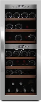 Produktbild von mQuvée Freistehender Weinkühlschrank - WineExpert 38 Stainless | 2 verstellbare Temperaturzonen 5 bis 20°C | Kapazität 38 Flaschen | UV-Glastür