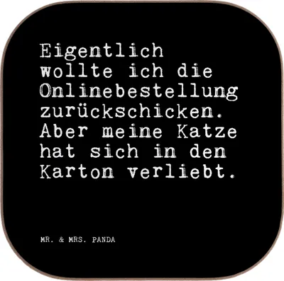 Produktbild von Mr. & Mrs. Panda Untersetzer für Gläser Eigentlich wollte ich die... - Schwarz - Geschenk, bieruntersetzer, lustig, Sprüche, Spruch Weisheiten Zitate Weisheit Worte, Glas