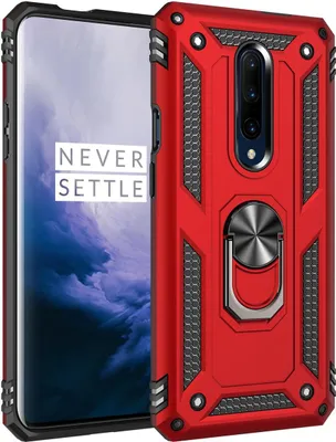 A red phone case with a ring holder is shown diagonally against a light gray background.