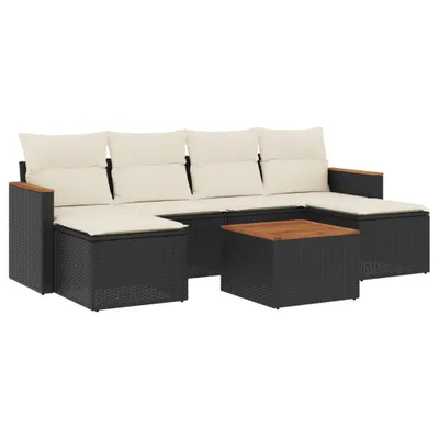 Produktbild von vidaXL 7-tlg. Garten-Sofagarnitur mit Kissen Schwarz Poly Rattan