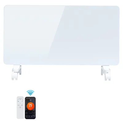 Obrázek produktu pro Elektrický konvektor ISOISL, 2000W, bílý, s Wi-Fi (Tuya Smart), dálkové ovládání, termostat (5–50 °C), možnost montáže na zeď nebo na kolečka, stupeň krytí IP24
