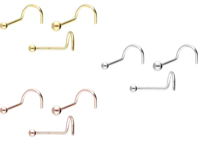 Produktbild von Nasenpiercing, Nasenstecker 14/18 Karat Gold Nasenstecker Spirale KUGEL Gold Kugelgröße: 2,5mm