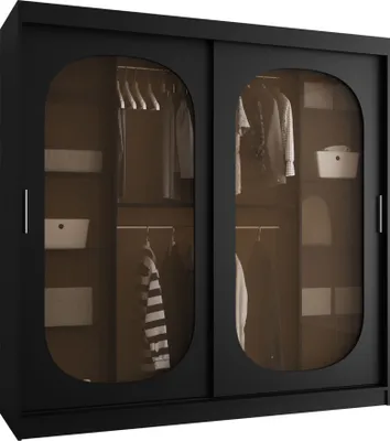 Produktbild von MIRJAN24 Kleiderschrank Bahrajn 200, Schwebetürenschrank, Garderobe (Farbe: Schwarz, Größe: 200 cm)