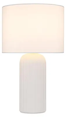Image de Lampe de table, céramique, blanc, E27, interrupteur à cordon, H 36 cm