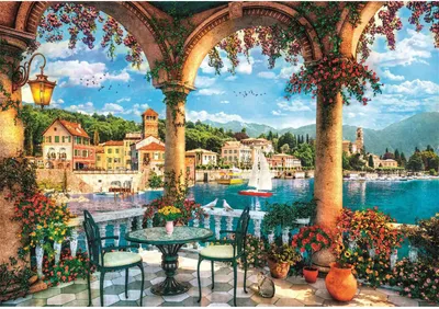 Produktbild von CLEMENTONI Puzzle 1000 Compact Balkonblick auf den Comer See 39930