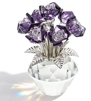 Kristallrosen-Bouquet, 5,5 x 11 cm, dunkelviolett, Kunstkristall