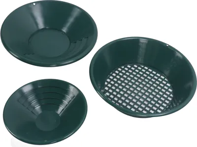 Productafbeelding van 3 stuks gouden pannenset, ABS-plastic, voor het wassen van goud. Handbediende, ronde gouddredging- en prospectiehulpmiddelen