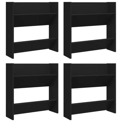 Image de vidaXL Armoires à chaussures murales 4 pcs. noir 60x18x60 cm Bois composite