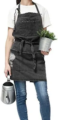 Produktbild von Unisex Jeansschürze mit verstellbarem Design und Taschen für die Küche