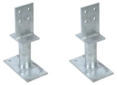 Immagine prodotto di Supporto per palo a T 8 x di Alberts con traversa, ancoraggio per calcestruzzo da 150 mm, altezza della traversa 130 mm, zincato a caldo, da incassare nel calcestruzzo
