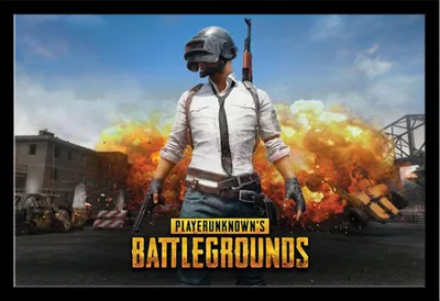 Image de PUBG - Poster - Playerunknown + cadre amovible, Shinsuke® Maxi MDF noir, vitre acrylique