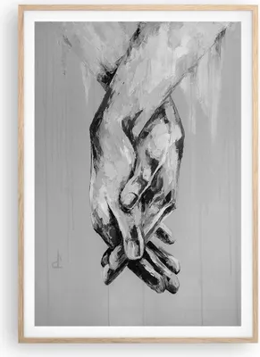 Produktbild von Gerahmtes Poster - Rahmen in heller Eiche - Handschriftlich Hände Schwarzweiß - 70x100 cm - Wand Bild - Wanddeko - Wandbilder - Kunstposter - Wandposter - Bilderrahmen - Bilder - P2NPA70x100-4566