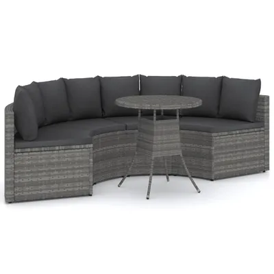 Zdjęcie produktu dla vidaXL 5-częściowa sofa ogrodowa z poduszkami z szarego polirattanu
