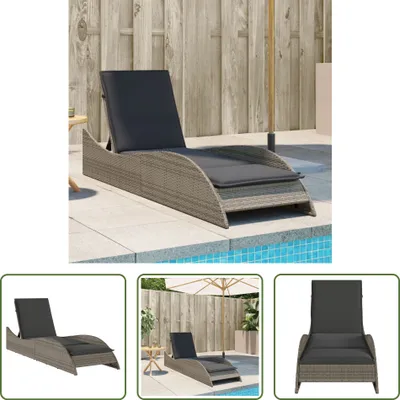 Produktbild von The Living Store Sonnenliege mit Auflage Grau 60x205x73 cm Poly Rattan
