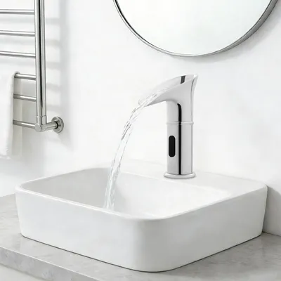 Produktbild von Sensor Wasserfall Wasserhahn berührungslose Armatur (silber) für Bad Küche