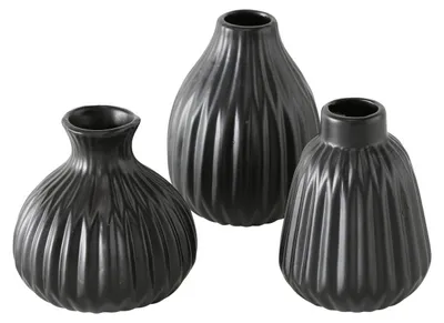 Image de Ensemble de vases en céramique, finition mate, noir (3 pièces)