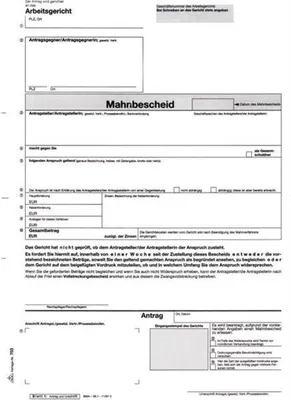 Produktbild von RNK Mahnbescheid Arbeitsgericht SD DIN A4 10St
