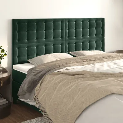 Produktbild von Cloris Designermöbel Kopfteile 4er Set Dunkelgrün 80x5x78/88 cm Samt 2024 Neu