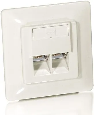 Produktbild von Equip Unterputzdose +Frontplatte 2xRJ45 Cat5e 45° RAL 1013