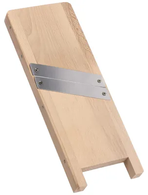Produktbild von Krauthobel aus Holz mit scharfen Edelstahlklingen, Zwiebelhobel, Kohlhobel, Kohlreibe, Raspel, Karottenreibe, Küchenhobel aus Holz (2 Klingen) Braun