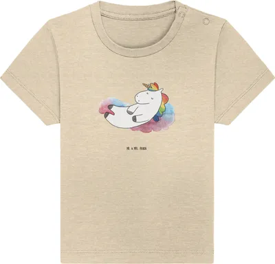 Produktbild von Mr. & Mrs. Panda Babyshirt Einhorn Wolke 7 0. - 6. Monat - Natural Raw - Geschenk,  T-Shirt, Baby Top, Einhörner, Unicorn, Lustig, Menschen, Kurzarmshirt