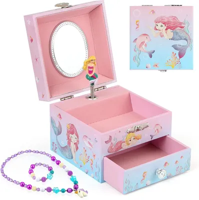 Image de Boîte à bijoux musicale, avec une sirène qui tourne, avec miroir, pour filles