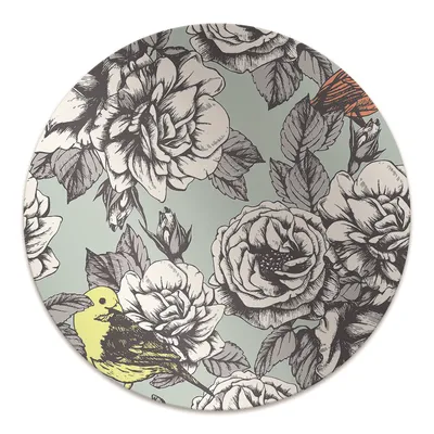 Produktbild von Rundmatte - Stuhlunterlage Bürostuhlunterlage - Rund Ø 100 cm - Bodenmatte - Fußmatte - Rosen und Vögel