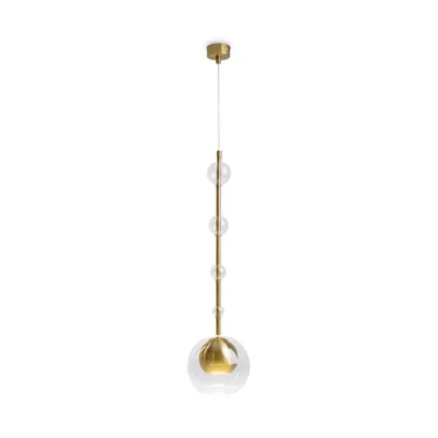 Produktbild von Pendelleuchte Metall Glas rund D: 16 cm H: max. 362,5 cm in Messing GU10 Kugel Schirm Modern